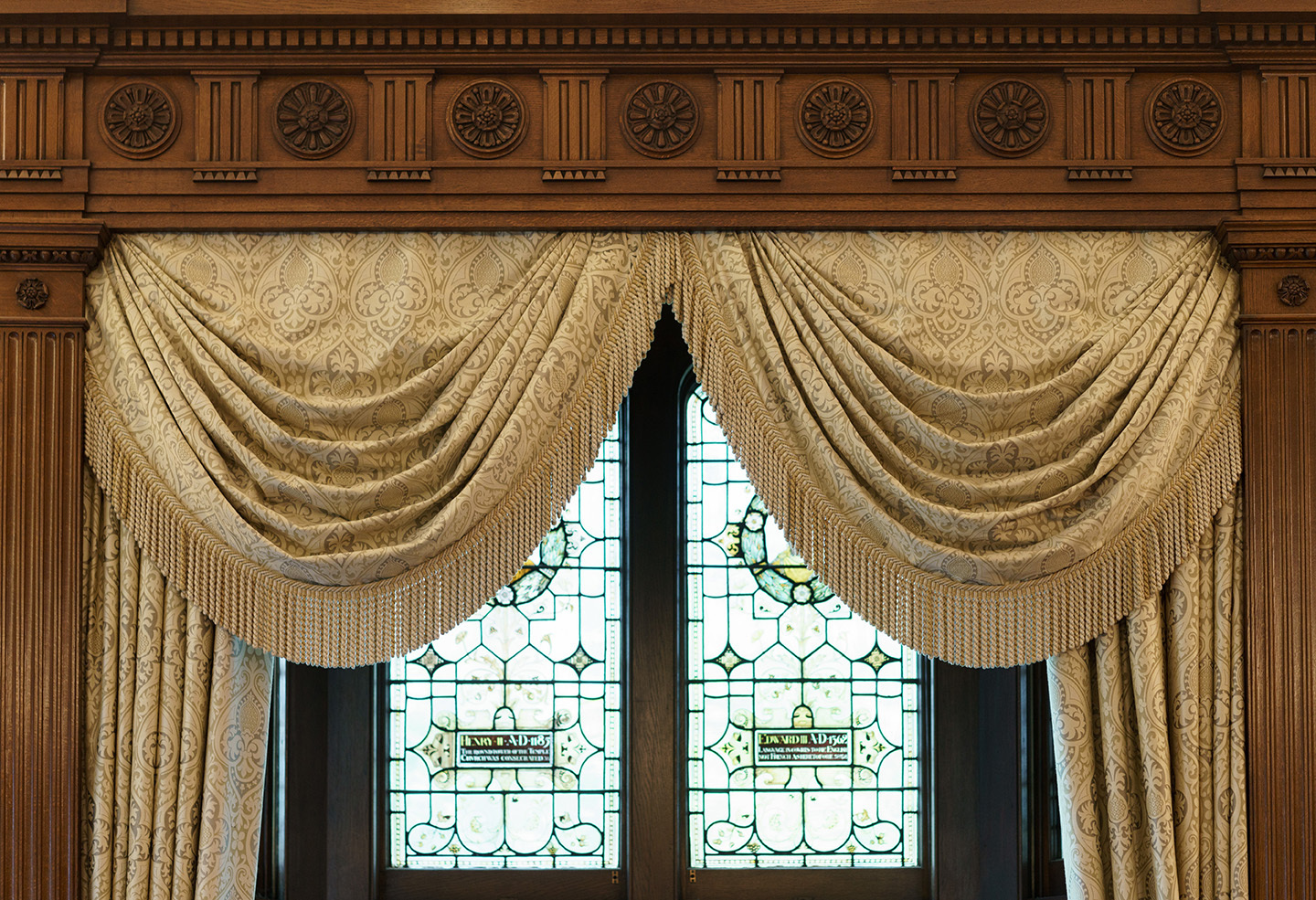 Curtains and windows in the Parliament Chamber