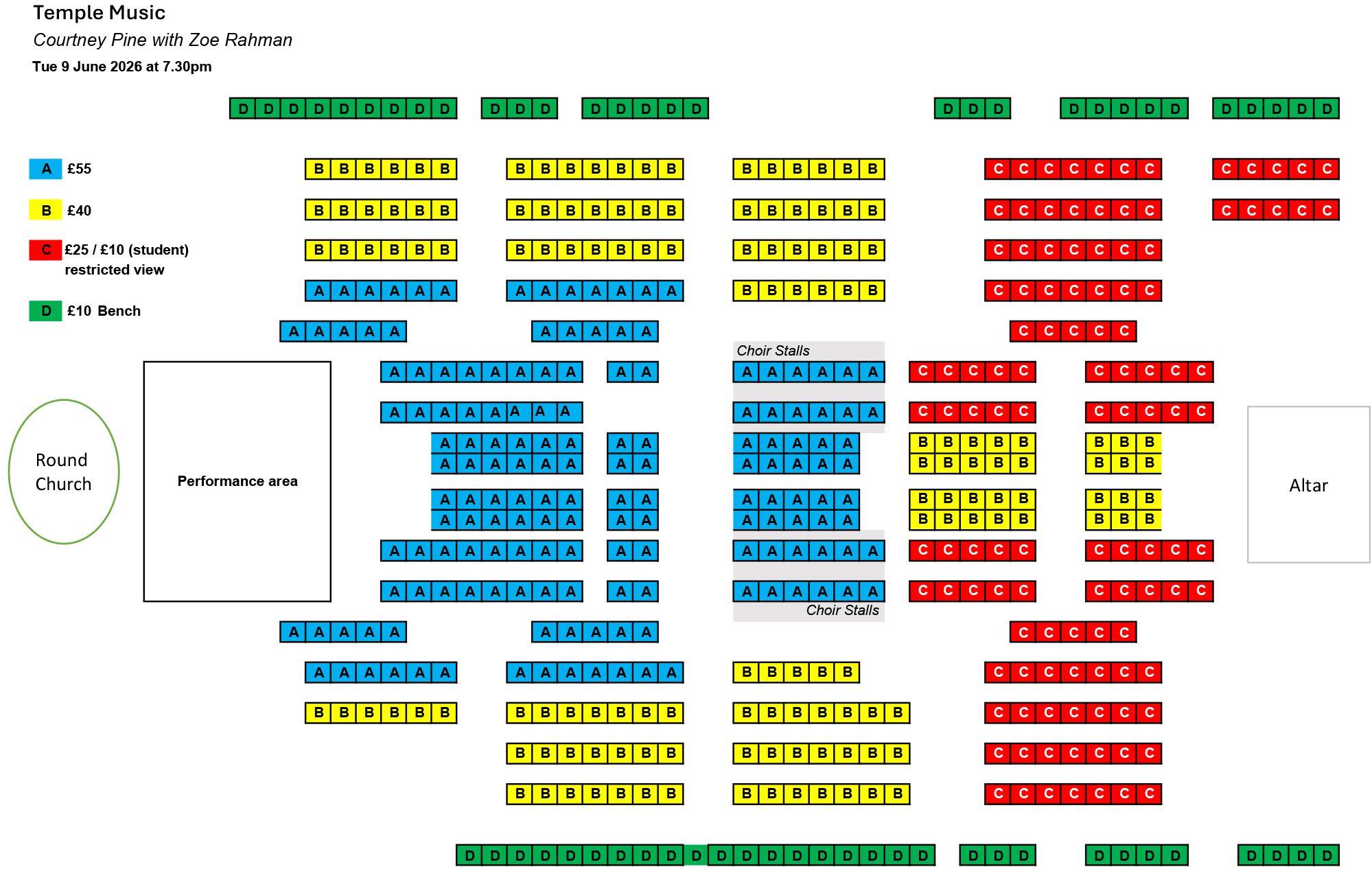 Seating plan Courtney Pine presents Song (the Ballad Book)