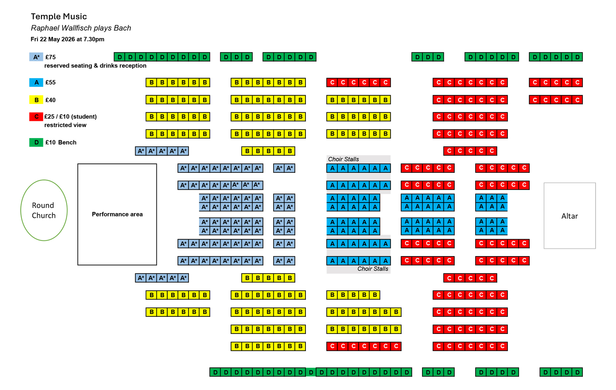 Seating plan Raphael Wallfisch performs Bach