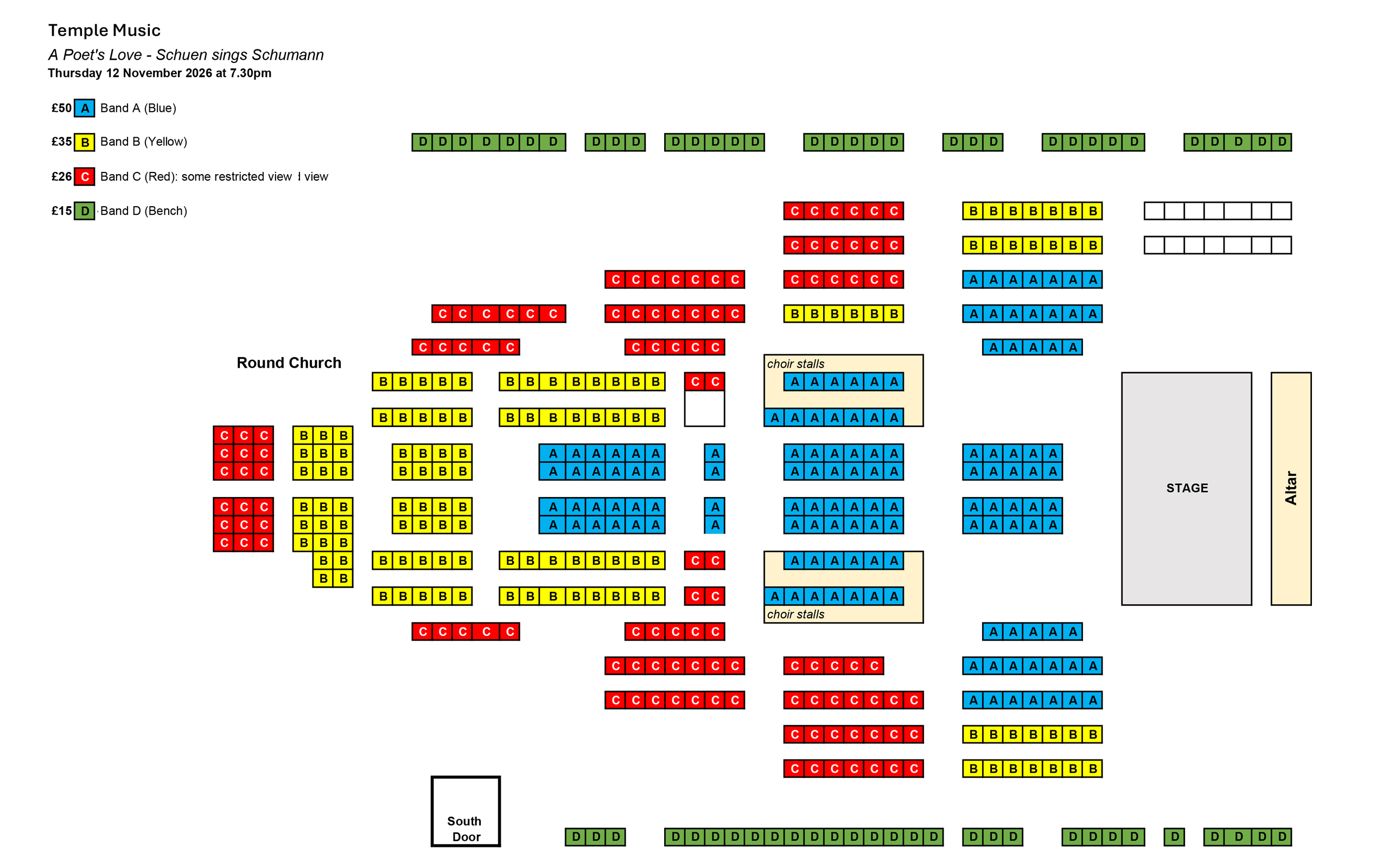 Seating plan Temple Song: A Poet's Love - Schuen sings Schumann