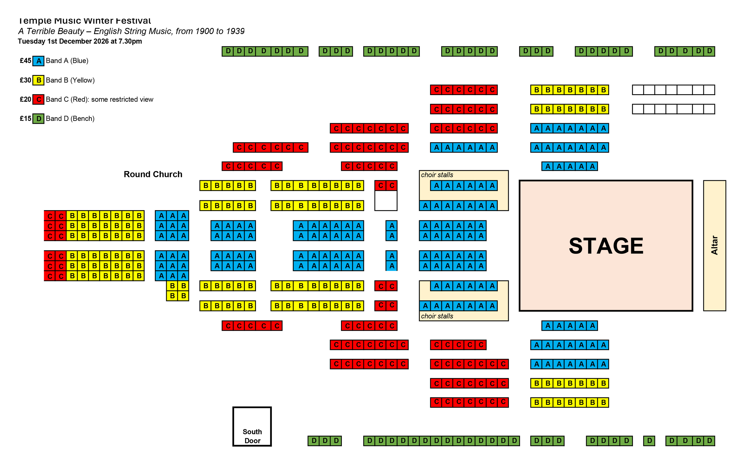 Seating plan Winter Festival 2 - A Terrible Beauty – English String Music, from 1900 to 1939