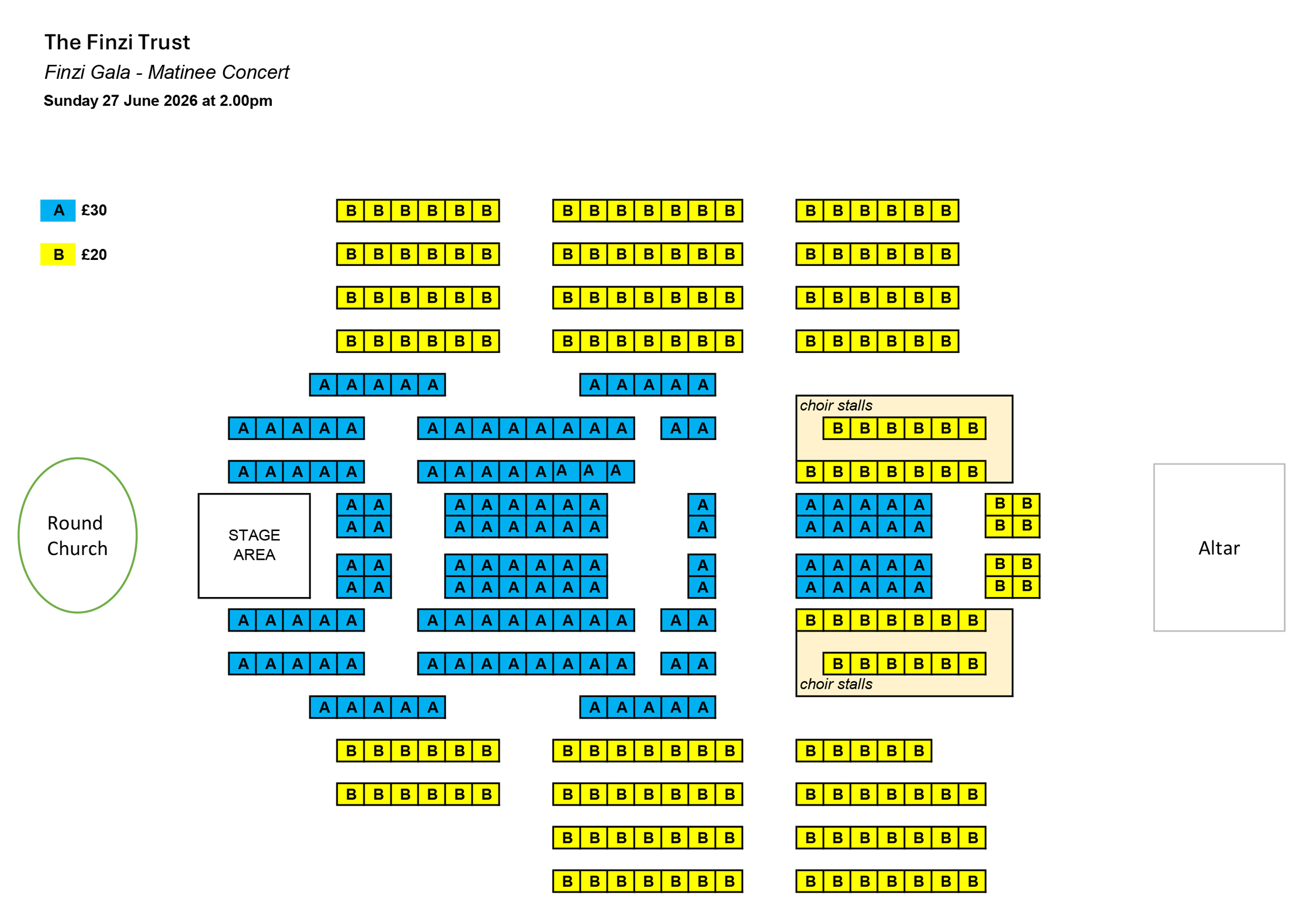 Seating plan Finzi Anniversary Gala: Matinée Chamber Recital