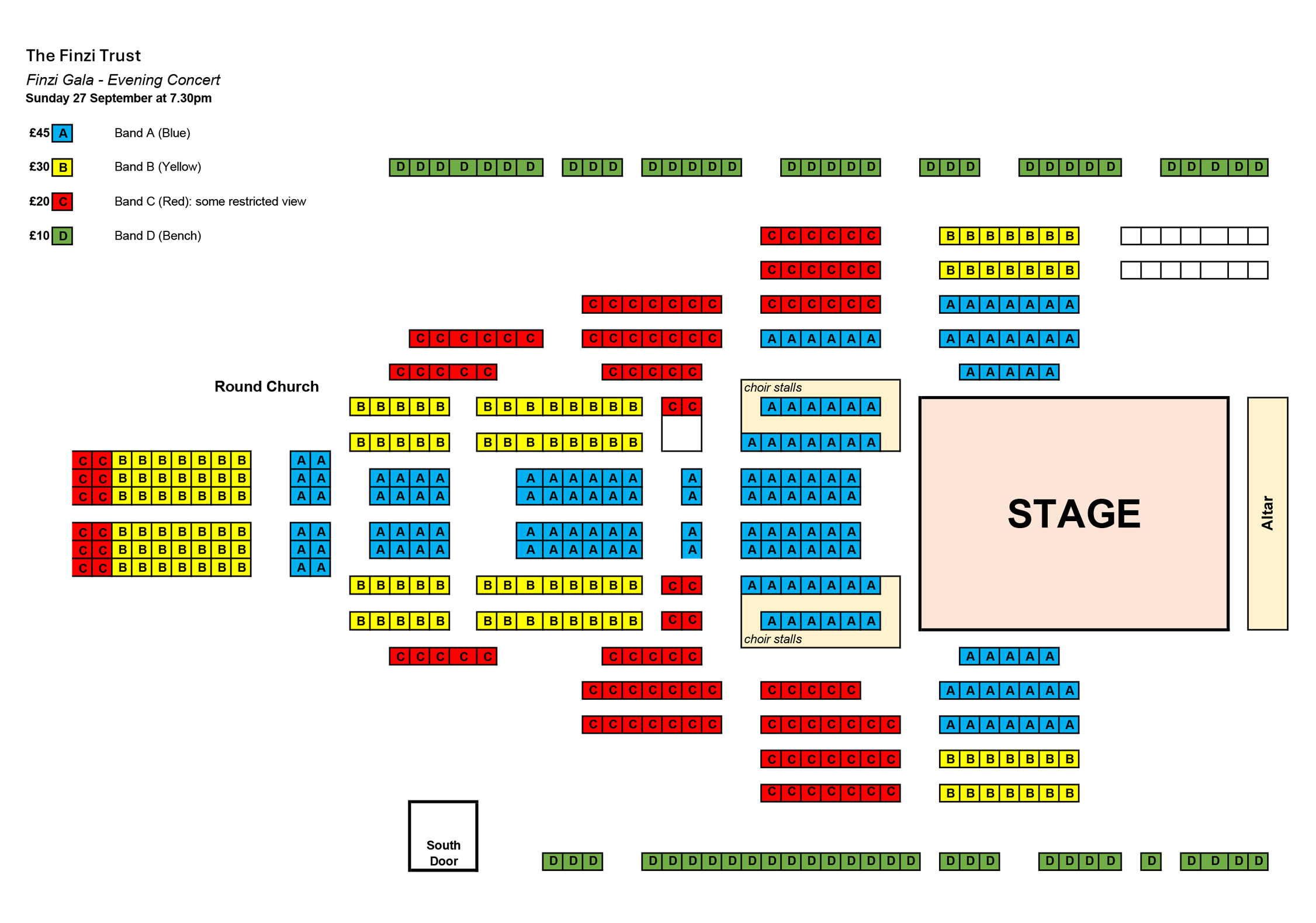 Seating plan Finzi Anniversary Gala: Orchestral and Choral Celebration